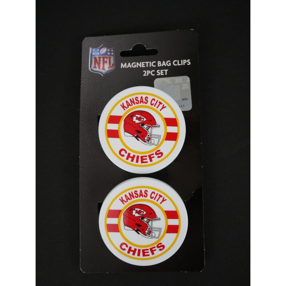 Kansas City Chiefs NFL Magnetic Bag Clips 2 Piece Set New Licensed